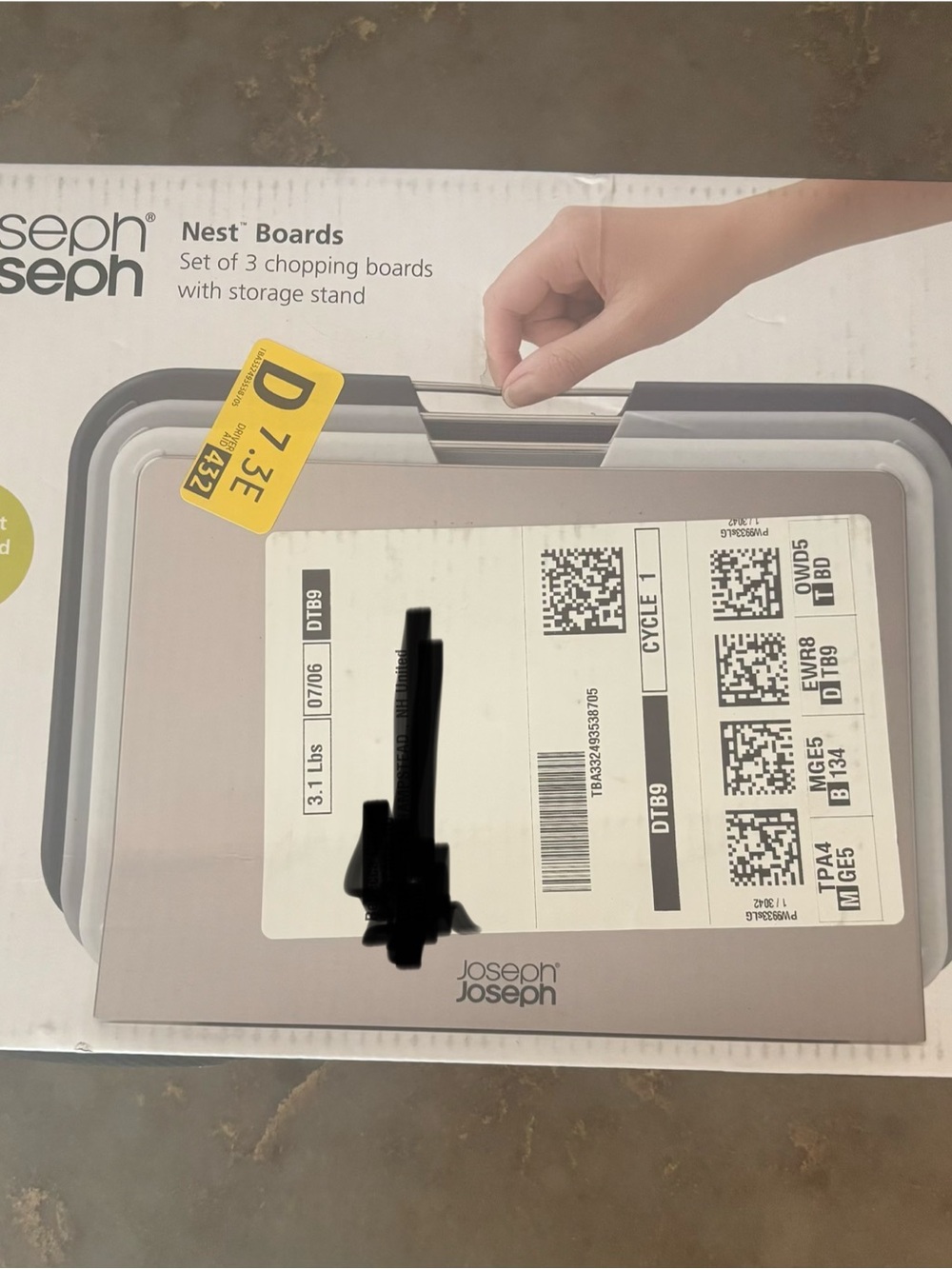 Joseph Joseph Nest Boards Set of 3 – Gray and White Chopping Boards - Brand New